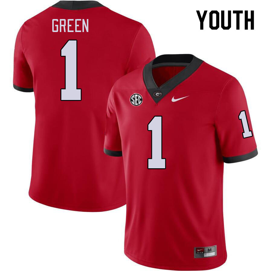 Youth #1 Nyland Green Georgia Bulldogs College Football Jerseys Stitched-Red
